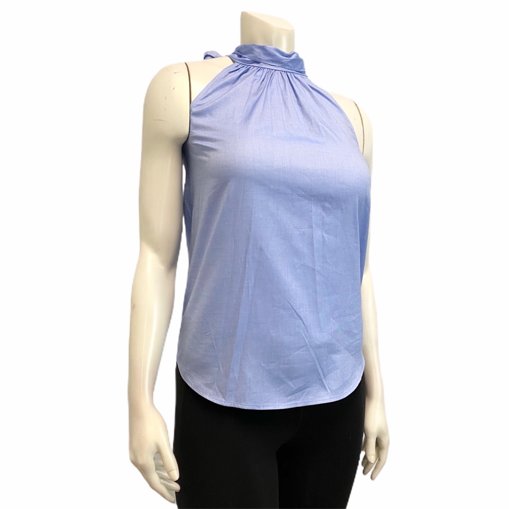 J. CREW Oxford Cotton Tie Bow Back Top Blouse 2 - Picture 4 of 7